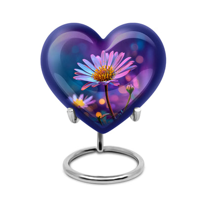 Personalized Purple Steadfast Daisy Cremation Urns for Human Ashes - 10-inch, 200 cu in - Yatskia