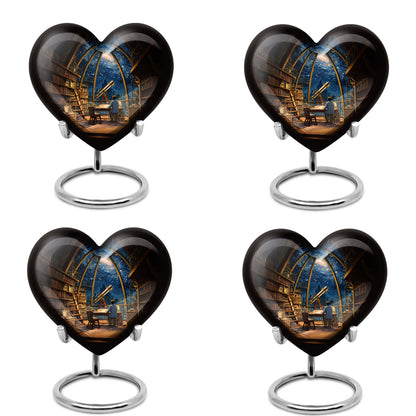Misty Blue Angel Cremation Urn detail view angle 19 - loving heart memorial featuring angel pattern - 10 inch aluminum urn for cremated remains
