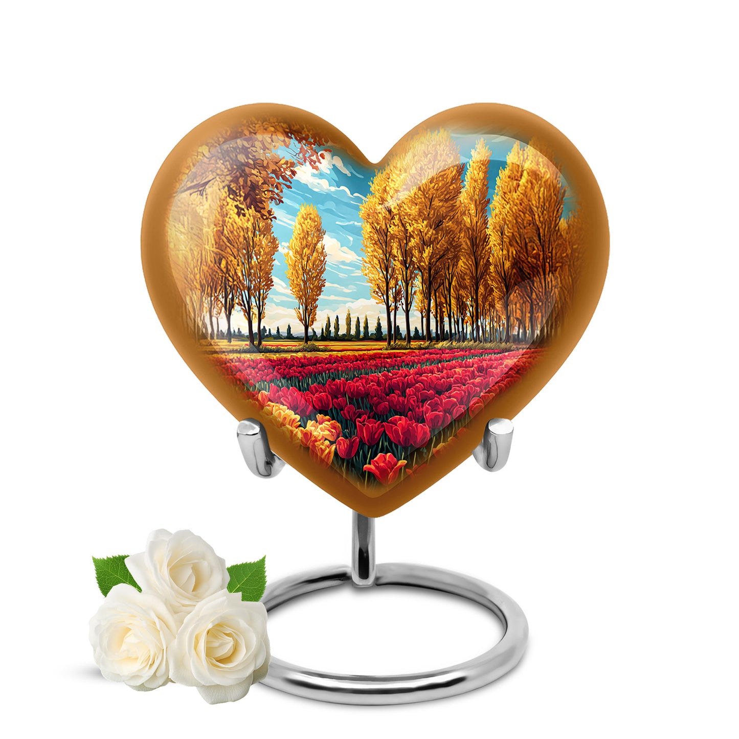 Personalized Eternal Garden Tulip Cremation Urns - Teal 10-inch, 200 cu in - Yatskia