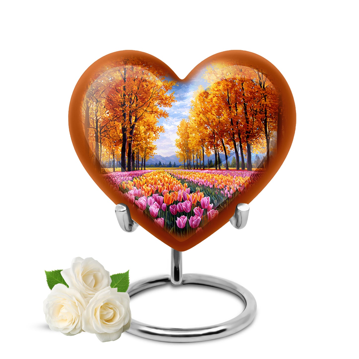 Gold Comforting Garden Tulip Memorial Urn for Ashes - 10-inch, 200 cu in - Yatskia