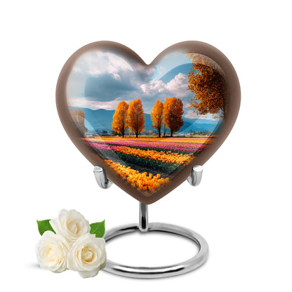 Blue Serene Garden Tulip Memorial Urn for Ashes - 10-inch, 200 cu in - Yatskia