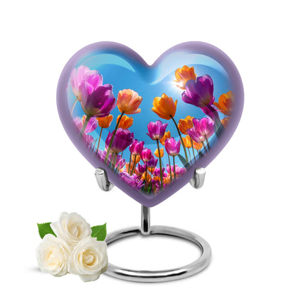 Personalized Garden Tulip Cremation Urns - Wondrous Blue 10-inch, 200 cu in - Yatskia