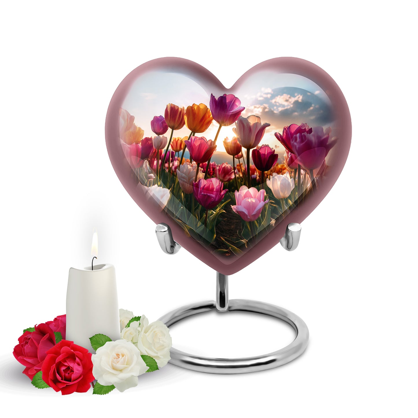 Blue Garden Tulip Promise Cremation Urns for Human Ashes - 10-inch, 200 cu in - Yatskia