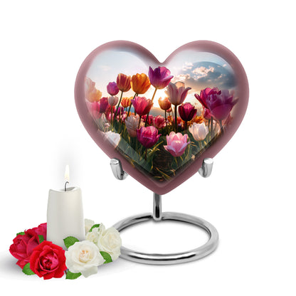 Blue Garden Tulip Promise Cremation Urns for Human Ashes - 10-inch, 200 cu in - Yatskia