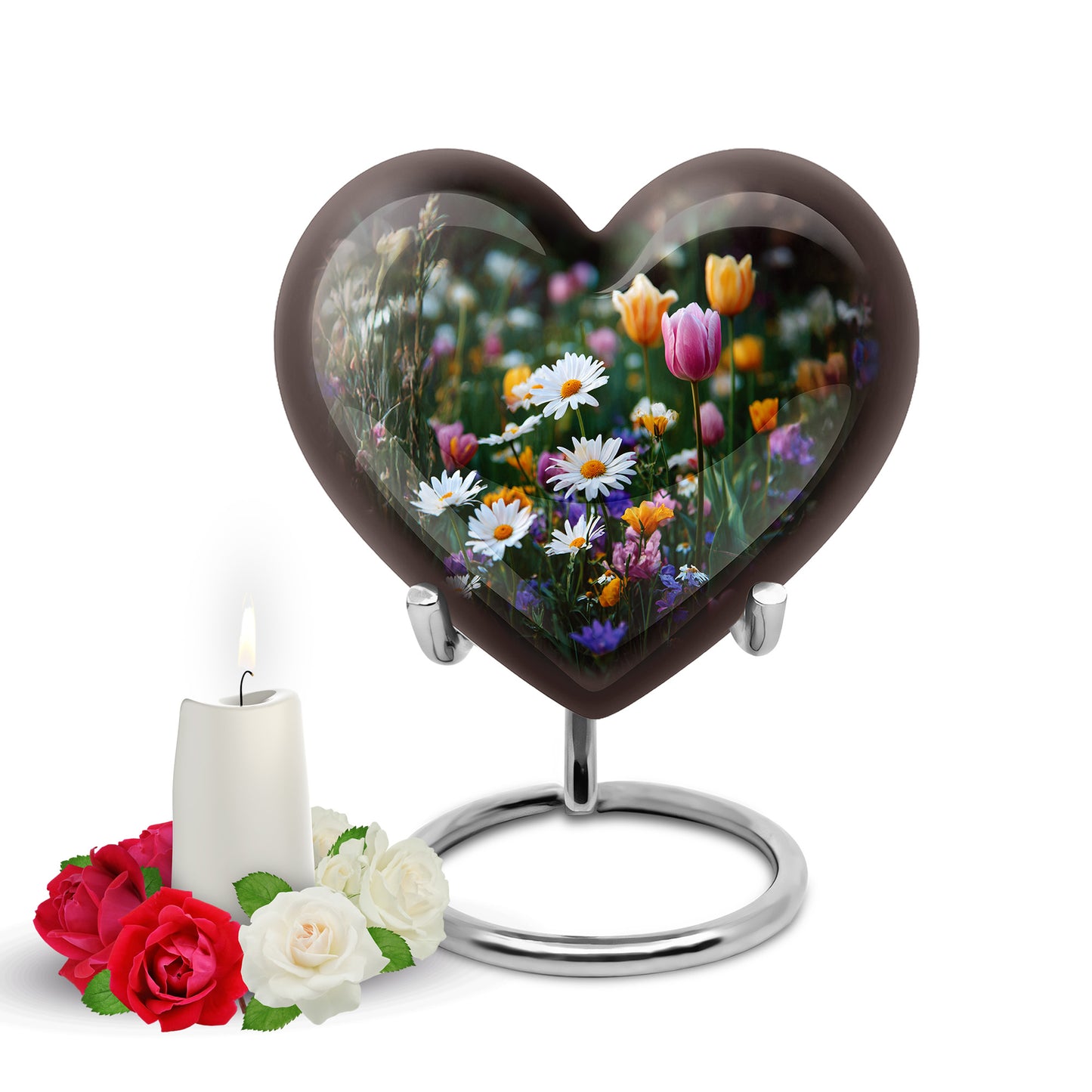Inspiring Black Garden Tulip Legacy Urn for Human Ashes - 10-inch, 200 cu in - Yatskia