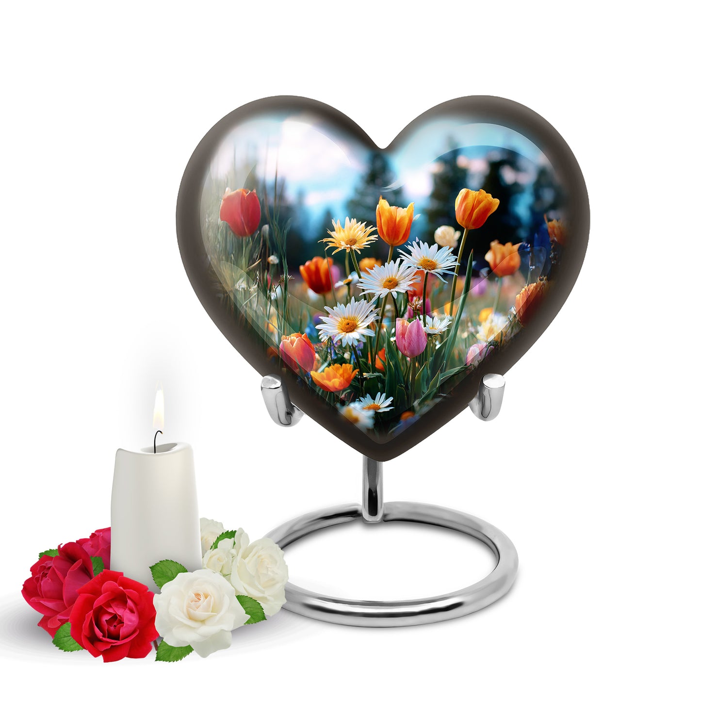 Resplendent Blue Garden Tulip Cremation Urn for Ashes - 10-inch, 200 cu in - Yatskia