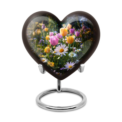 Personalized Black Cherished Garden Tulip Cremation Urns for Human Ashes - 10-inch, 200 cu in - Yatskia