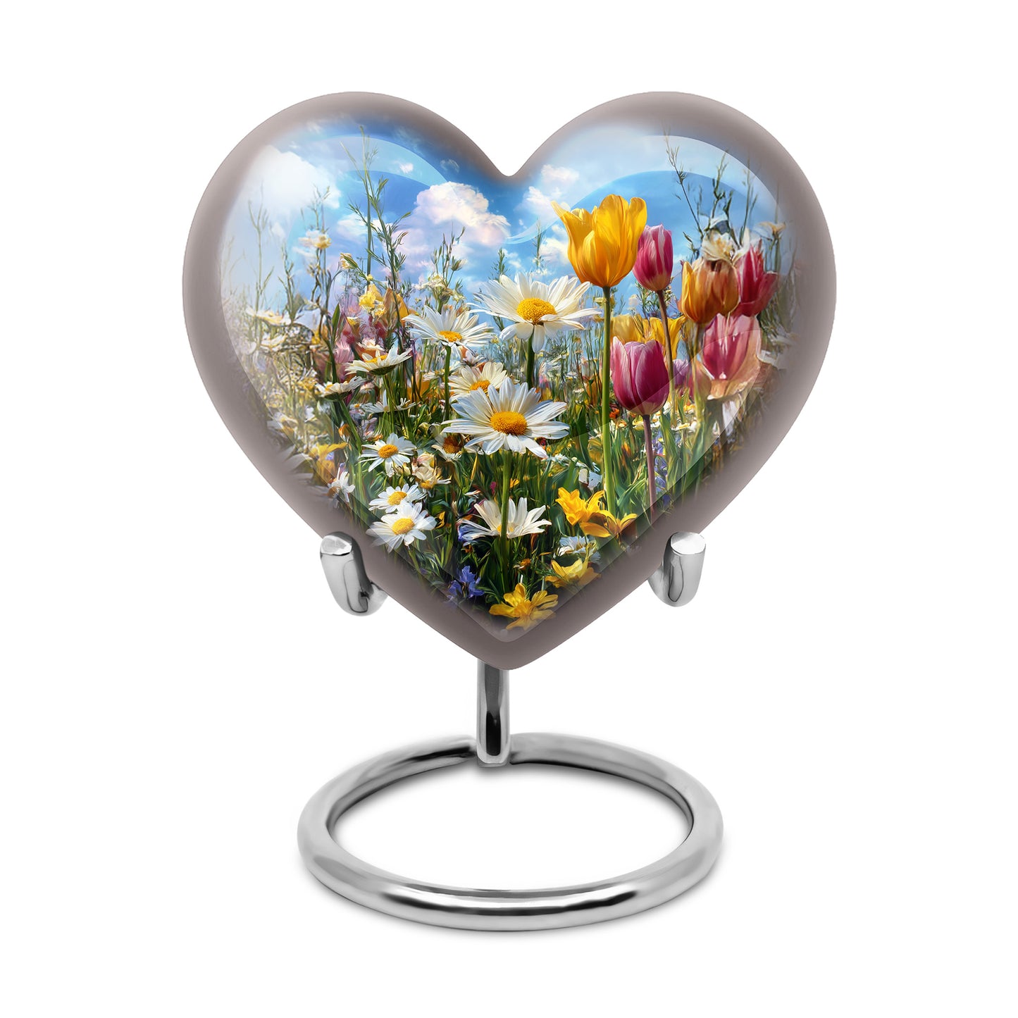 Radiant Garden Tulip Memorial Cremation Urns - Blue 10-inch, 200 cu in - Yatskia