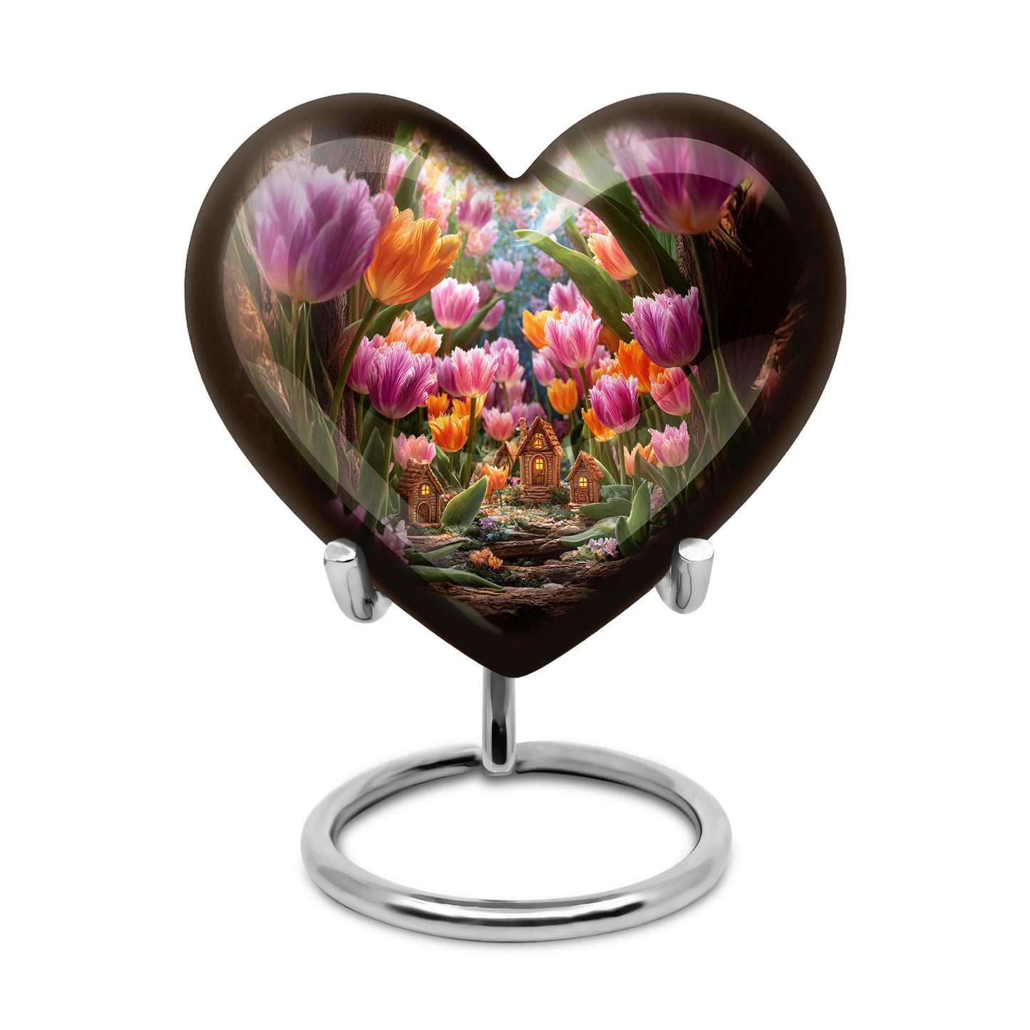 Personalized Garden Tulip Cremation Urns - Eminent Gold 10-inch, 200 cu in - Yatskia