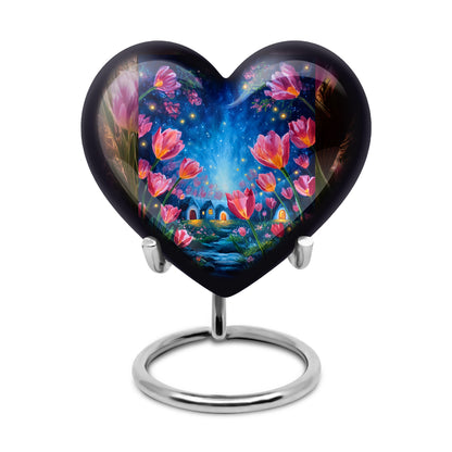 Personalized Refined Garden Tulip Cremation Urns - Gold 10-inch, 200 cu in - Yatskia