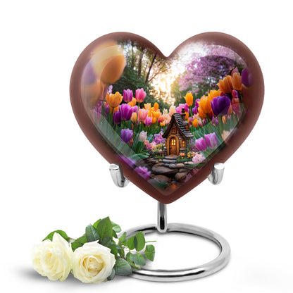 Radiant Garden Tulip Memorial Cremation Urns - Gray 10-inch, 200 cu in - Yatskia