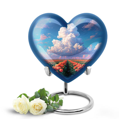 Blue Garden Tulip Cremation Urns - Honored Commemoration 10-inch, 200 cu in - Yatskia