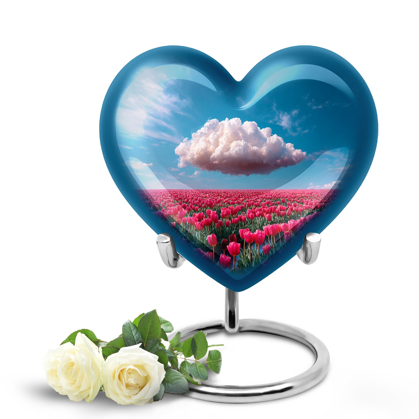 Personalized Garden Tulip Cremation Urns - Eminent Blue 10-inch, 200 cu in - Yatskia