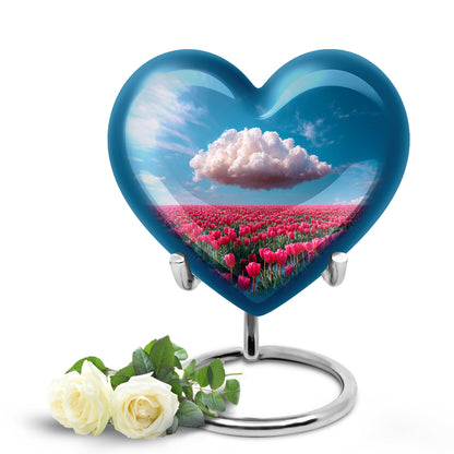 Personalized Garden Tulip Cremation Urns - Eminent Blue 10-inch, 200 cu in - Yatskia