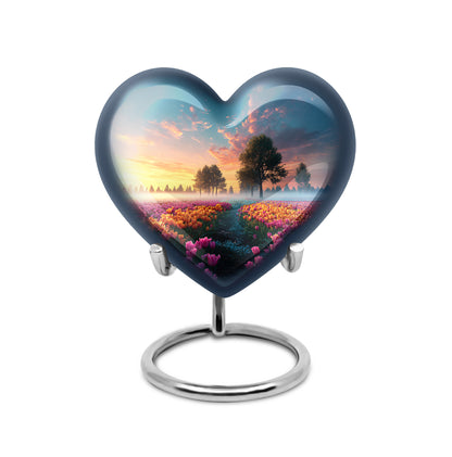 Luminous Blue Garden Tulip Passage Urn for Human Ashes - 10-inch, 200 cu in - Yatskia