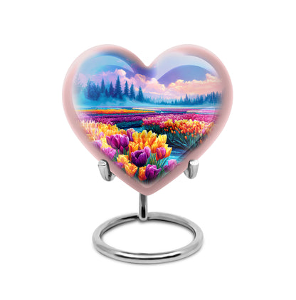 Personalized Blue Garden Tulip Cremation Urns for Ashes - Captivating 10-inch - Yatskia