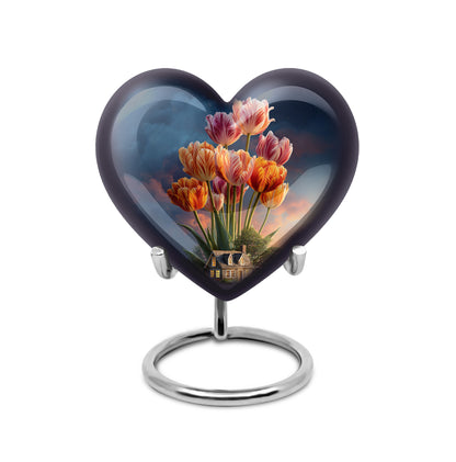 Timeless Blue Garden Tulip Cremation Urn for Ashes - 10-inch, 200 cu in - Yatskia