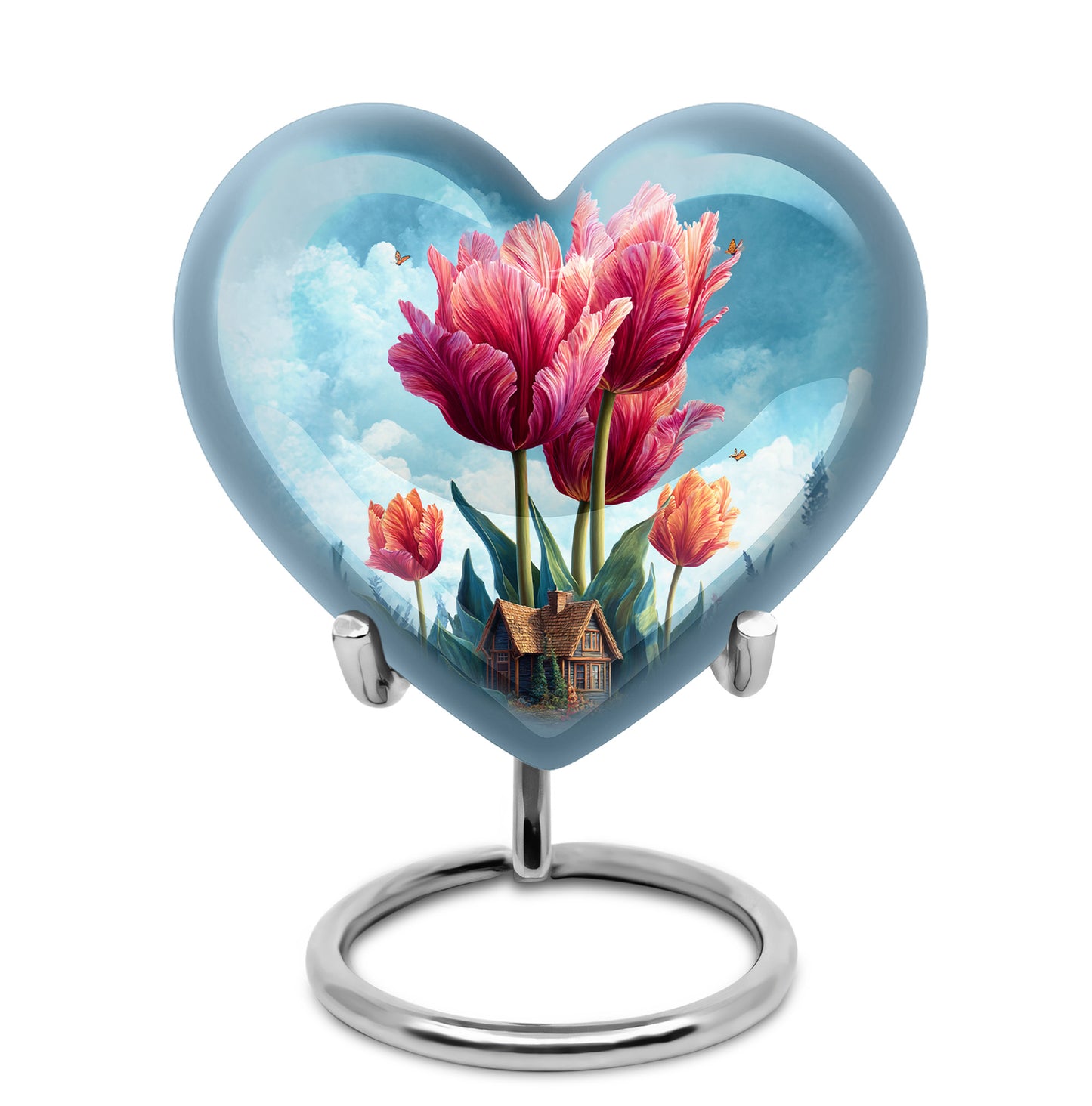 Personalized Blue Revered Garden Tulip Cremation Urns for Human Ashes - 10-inch, 200 cu in - Yatskia