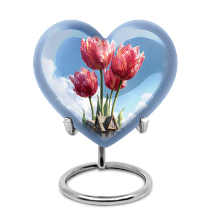 Personalized Eternal Garden Tulip Cremation Urns - Blue 10-inch, 200 cu in - Yatskia