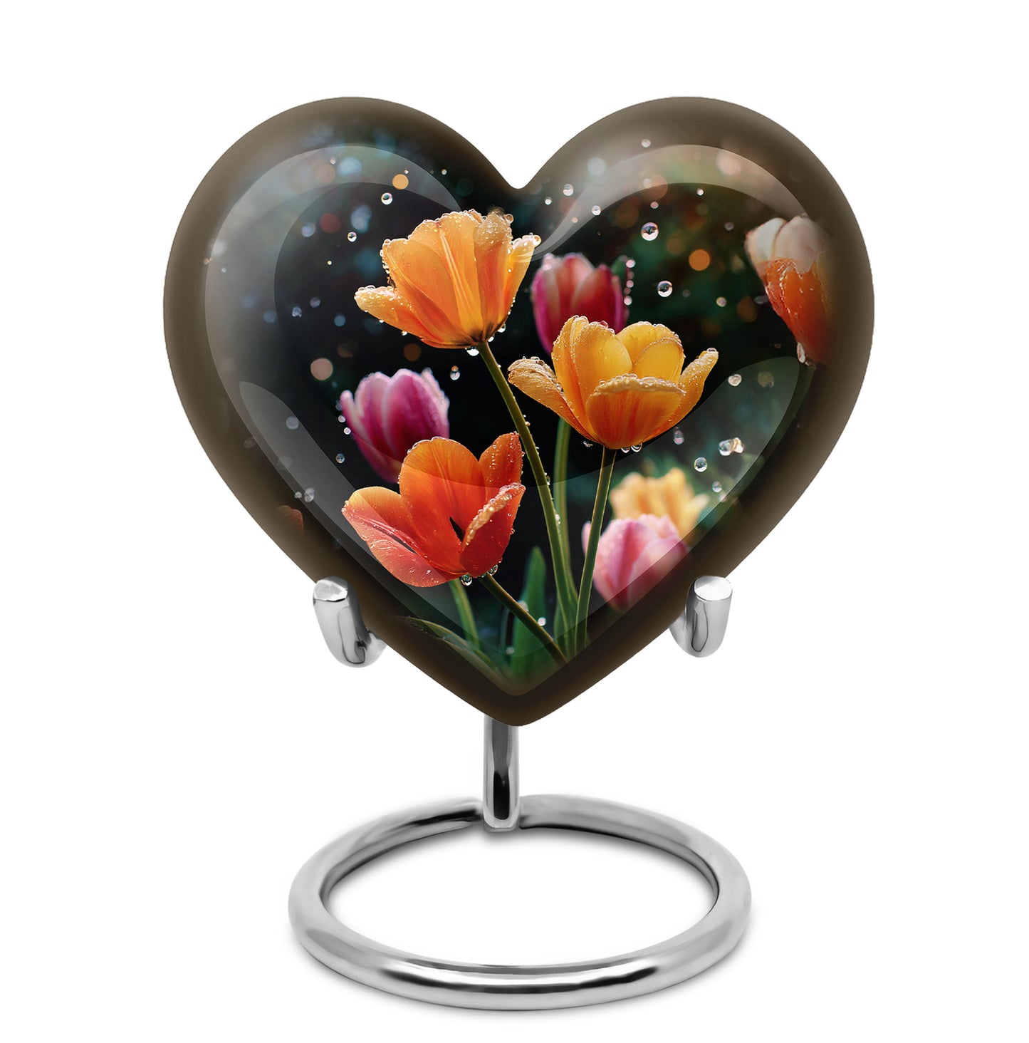 Black Resounding Garden Tulip Memorial Urn for Ashes - 10-inch, 200 cu in - Yatskia