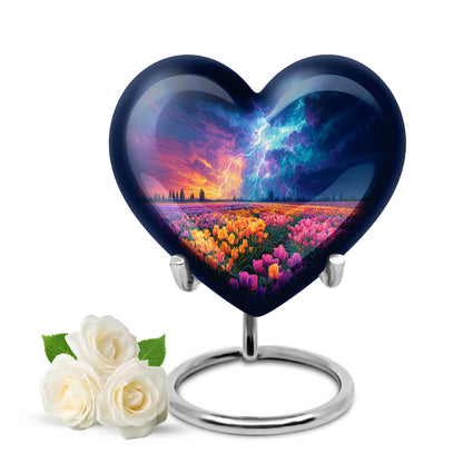 Harmonious Garden Tulip Cremation Urns for Human Ashes - Blue 10-inch - Yatskia