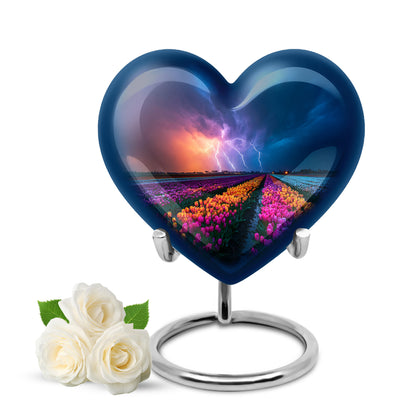 Lustrous Garden Tulip Cremation Urns for Human Ashes - Blue 10-inch - Yatskia