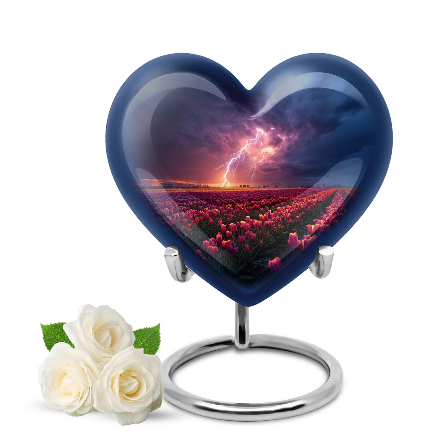 Blue Beloved Garden Tulip Cremation Urns for Human Ashes - 10-inch, 200 cu in - Yatskia