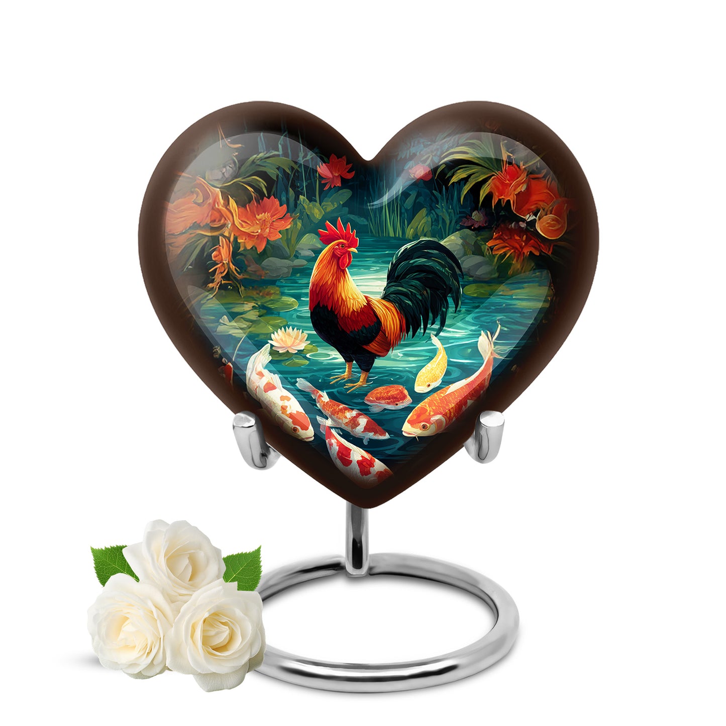 Timeless Black Hen Cremation Urn for Ashes - 10-inch, 200 cu in - Yatskia