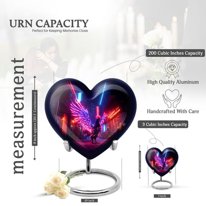 Celestial Blue Hen Cremation Urn front view showing detailed design - loving heart memorial featuring hen pattern - mini keepsake memorial for portion of cremation ashes