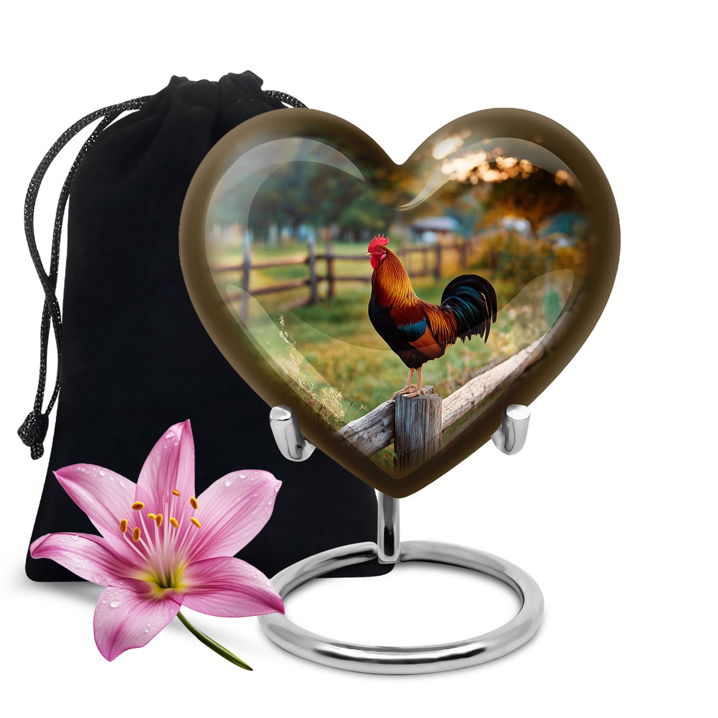 Champagne Gold Hen Cremation Urn detail view - heart-shaped hen design symbolizing eternal love - full-size 10 inch 200 cubic inch adult cremation urn