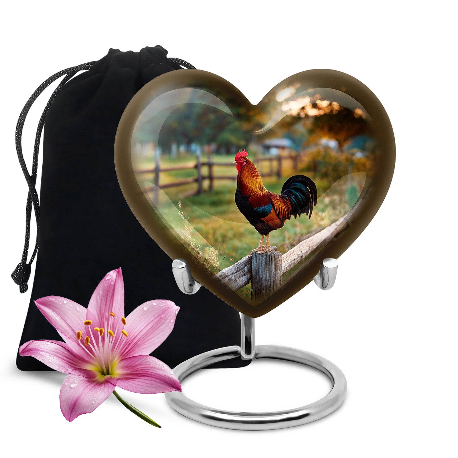 Champagne Gold Hen Cremation Urn detail view - heart-shaped hen design symbolizing eternal love - full-size 10 inch 200 cubic inch adult cremation urn