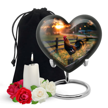 Midnight Black Hen Cremation Urn detail view - compassionate heart-hen combination with gentle curves - full-size 10 inch 200 cubic inch adult cremation urn