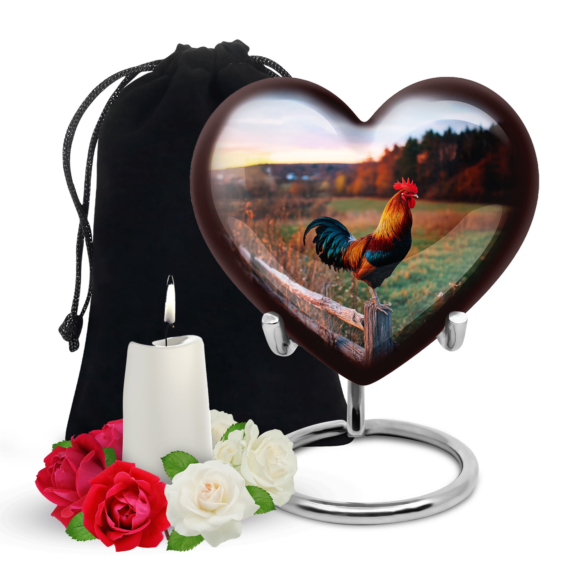 Twilight Blue Hen Cremation Urn detail view - compassionate heart-hen combination with gentle curves - full-size 10 inch 200 cubic inch adult cremation urn