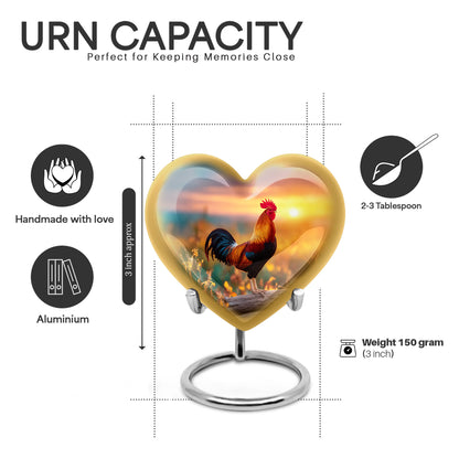 Icy Blue Hen Cremation Urn front view showing detailed design - heart-shaped hen design symbolizing eternal love - mini keepsake memorial for portion of cremation ashes