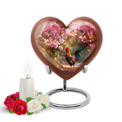 Personalized Red Revered Hen Cremation Urns for Human Ashes - 10-inch, 200 cu in - Yatskia