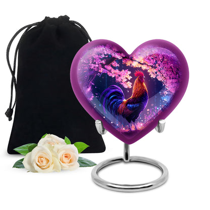 Lavender Purple Hen Cremation Urn detail view - compassionate heart-hen combination with gentle curves - full-size 10 inch 200 cubic inch adult cremation urn