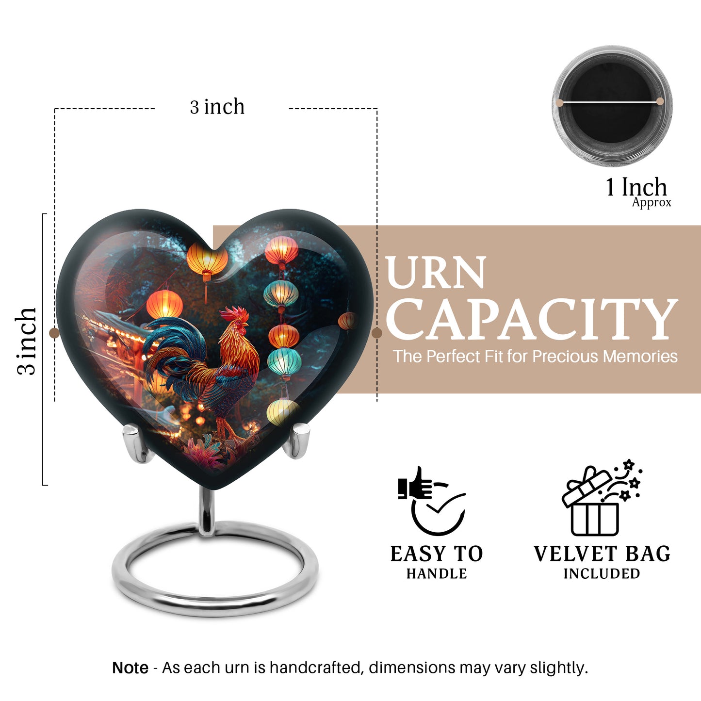 Misty Blue Hen Cremation Urn front view showing detailed design - heart-shaped hen design symbolizing eternal love - mini keepsake memorial for portion of cremation ashes