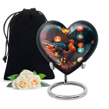 Powder Blue Hen Cremation Urn detail view - heart-shaped hen design symbolizing eternal love - full-size 10 inch 200 cubic inch adult cremation urn