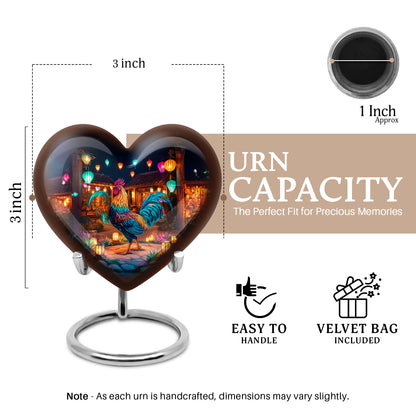 Charcoal Black Hen Cremation Urn front view showing detailed design - compassionate heart-hen combination with gentle curves - mini keepsake memorial for portion of cremation ashes