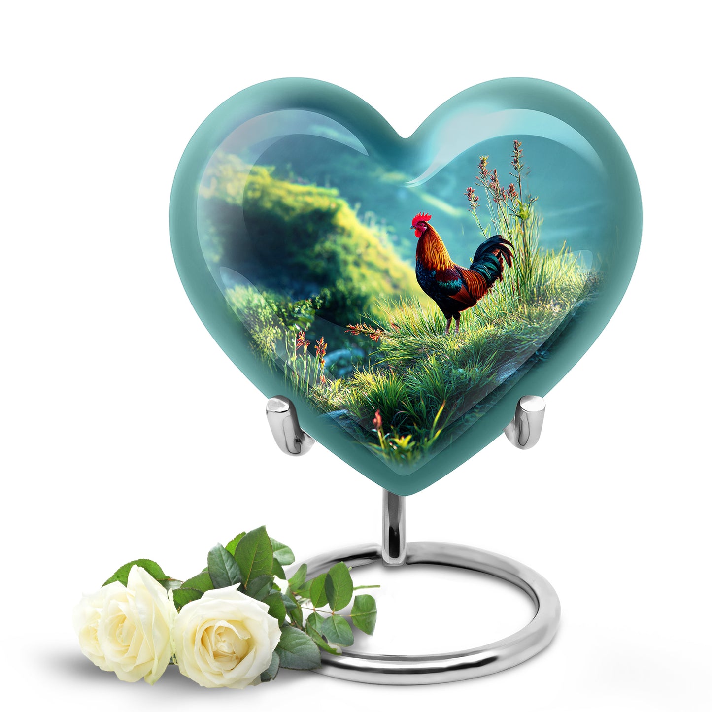 Teal Hen Homage Cremation Urns for Human Ashes - 10-inch, 200 cu in - Yatskia
