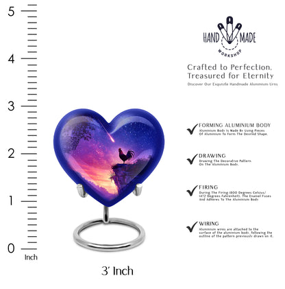 Vivid Blue Hen Cremation Urn front view showing detailed design - compassionate heart-hen combination with gentle curves - mini keepsake memorial for portion of cremation ashes