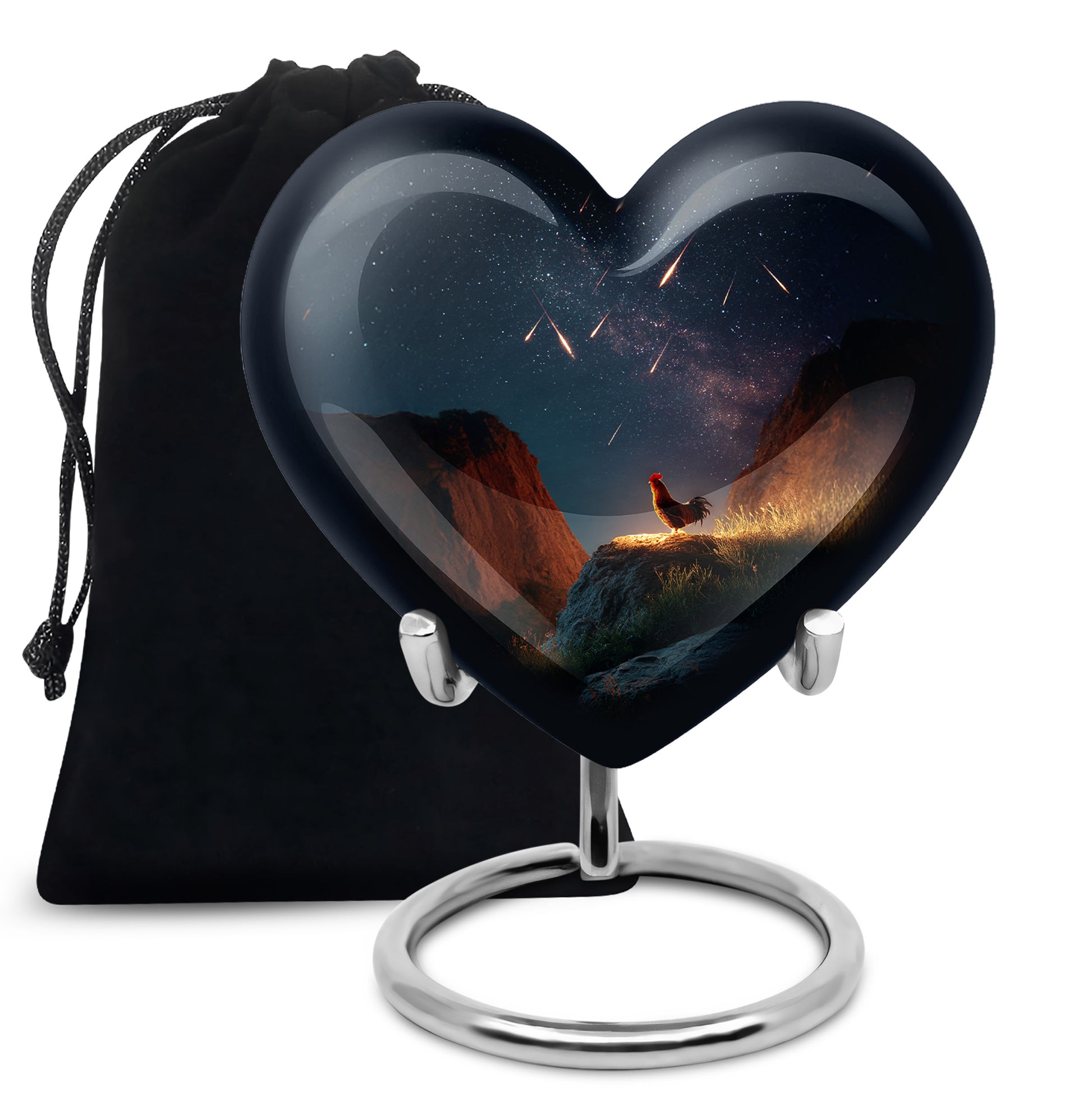 Twilight Blue Hen Cremation Urn detail view - compassionate heart-hen combination with gentle curves - full-size 10 inch 200 cubic inch adult cremation urn