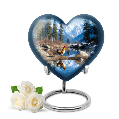 Personalized Blue Revered Hen Cremation Urns for Human Ashes - 10-inch, 200 cu in - Yatskia
