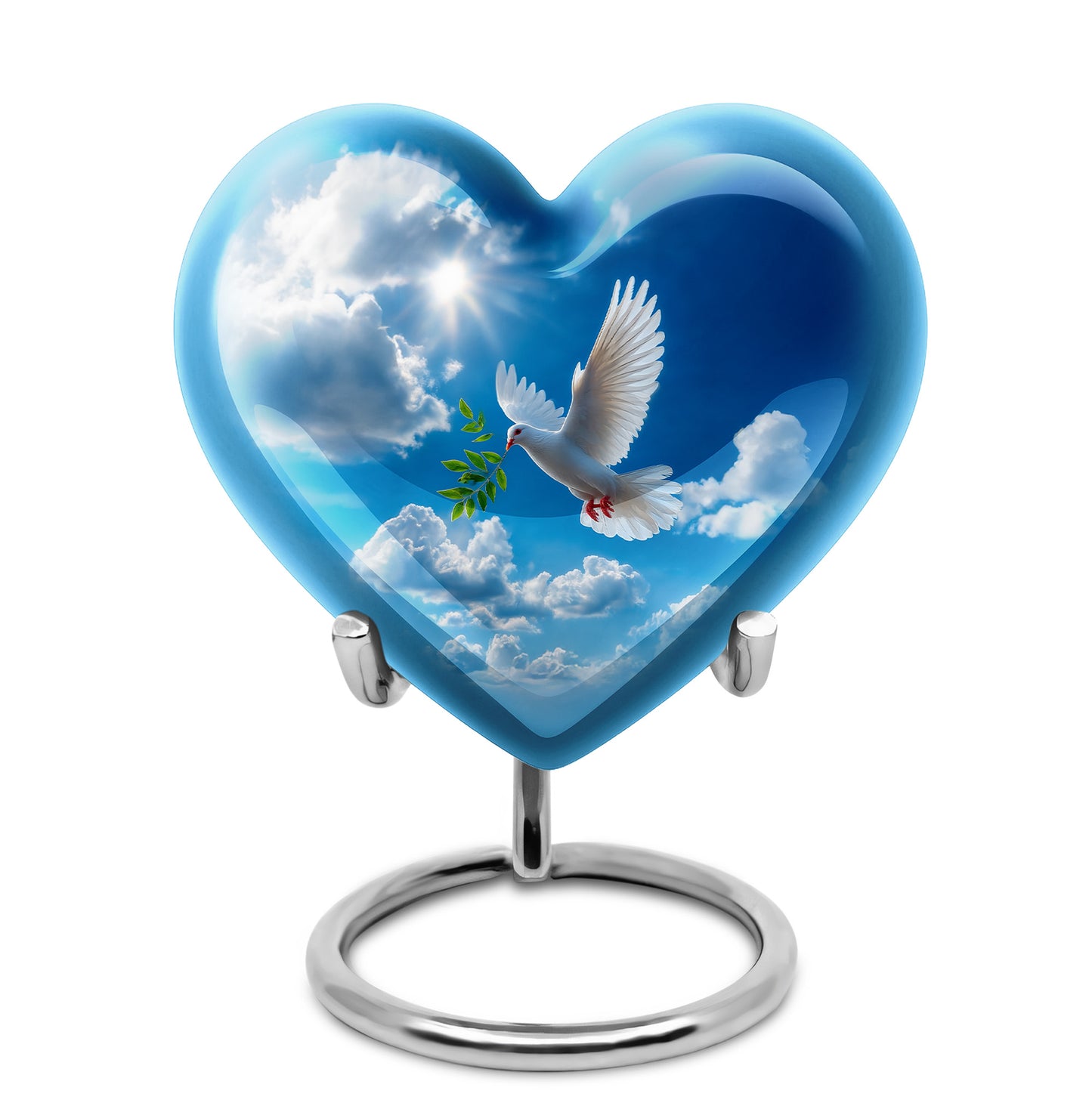 Personalized Blue Sovereign Dove Cremation Urns for Human Ashes - 10-inch, 200 cu in - Yatskia
