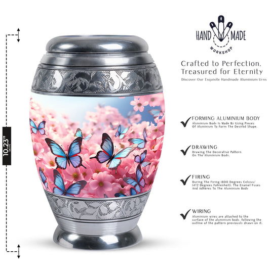 Blue Butterfly urn, a unique cremation urn for human ashes, suitable for adult men