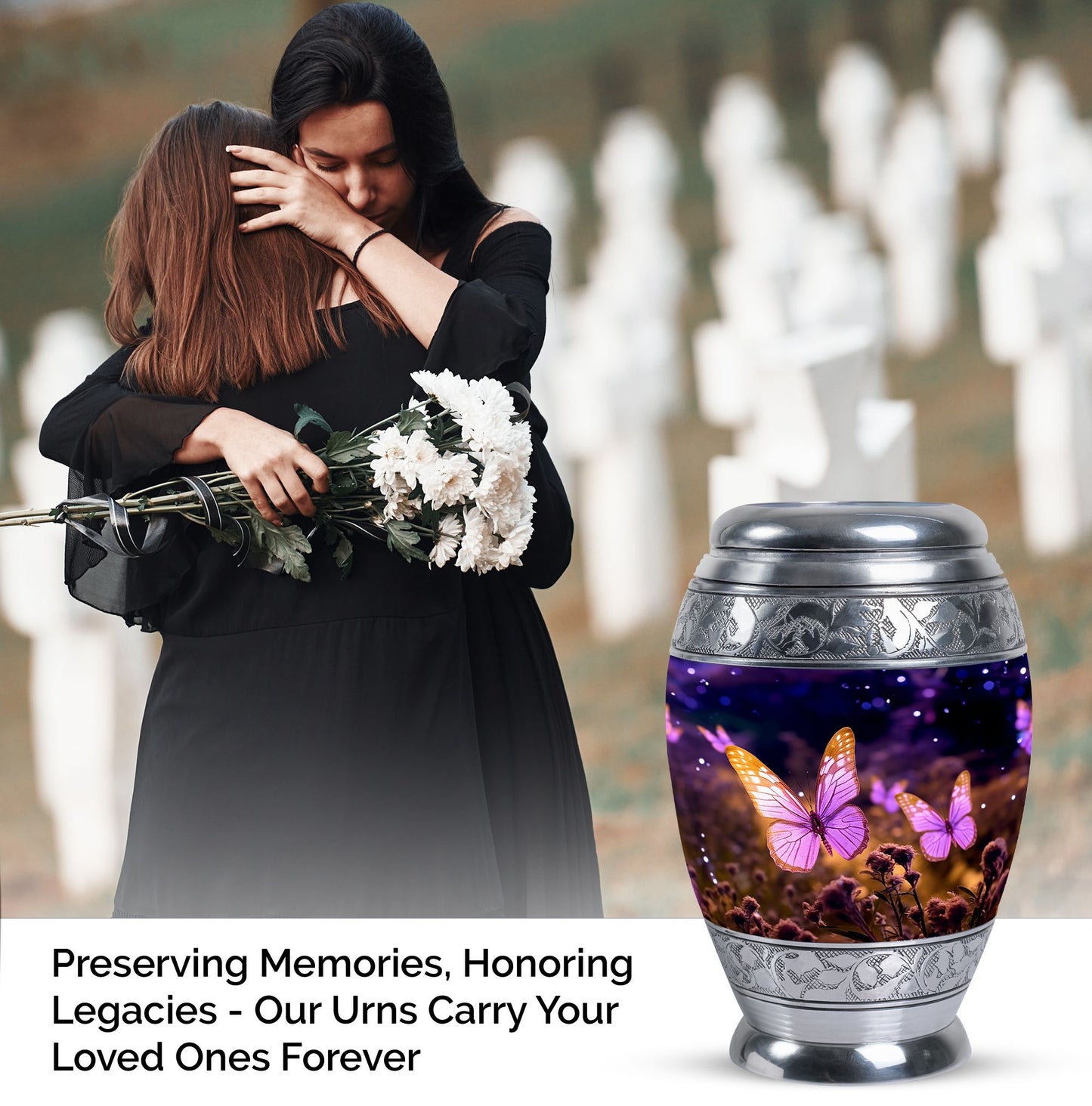 Colorful butterfly cremation urn for adults to preserve funeral ashes