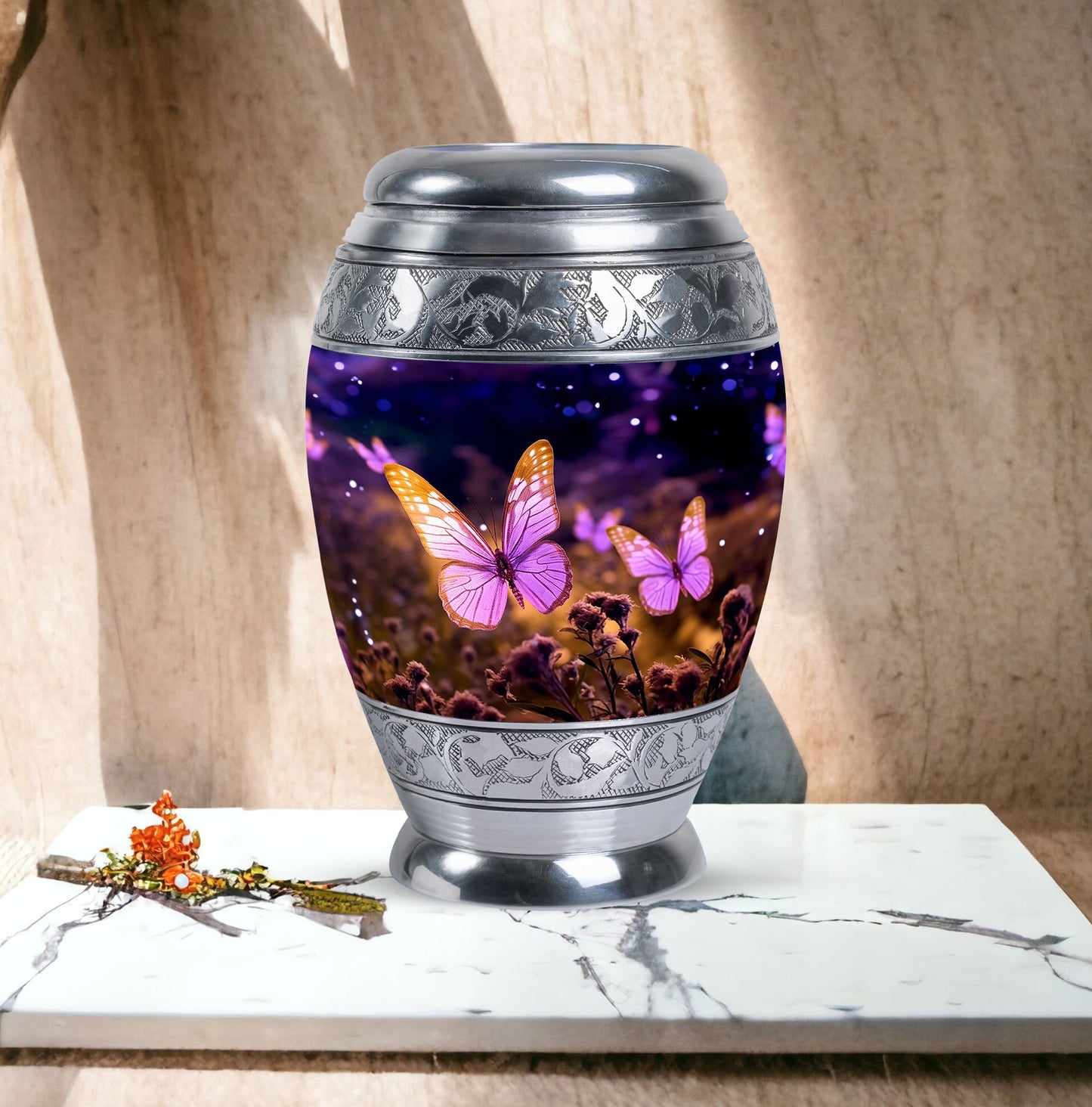 Colorful butterfly cremation urn for adults to preserve funeral ashes