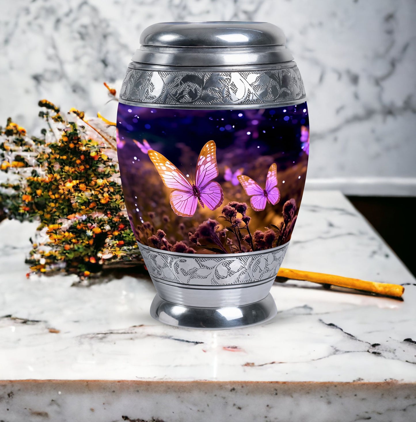 Colorful butterfly cremation urn for adults to preserve funeral ashes