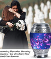 Large pink butterfly funeral urn, ideal for storing human ashes, crafted from durable metal in a miniature design