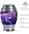 Aesthetic Purple Butterfly Urn, an ideal burial ashes container for adults.